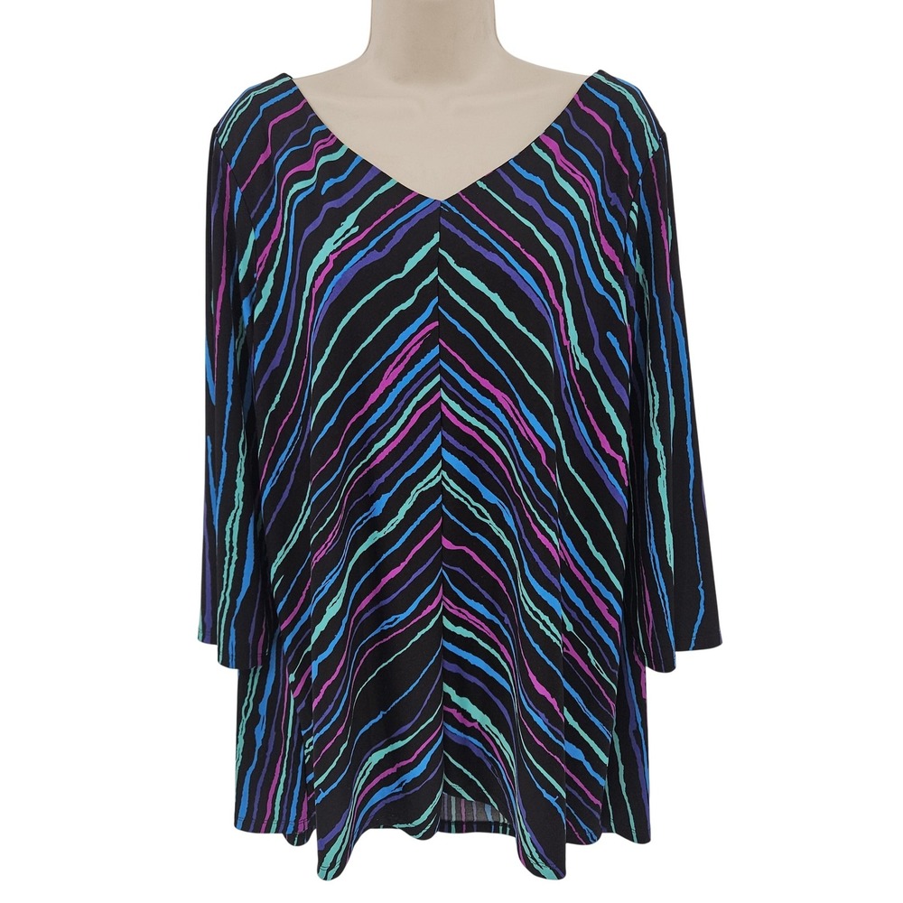 Bob Mackie Shirt Women XL Multicolor Abstract Tunic Wearable Art Dressy Work‎